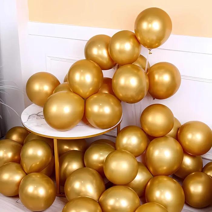 100Szt Balony Metaliczne Lateksowe Złote Duże 30Cm Chrom Urodziny