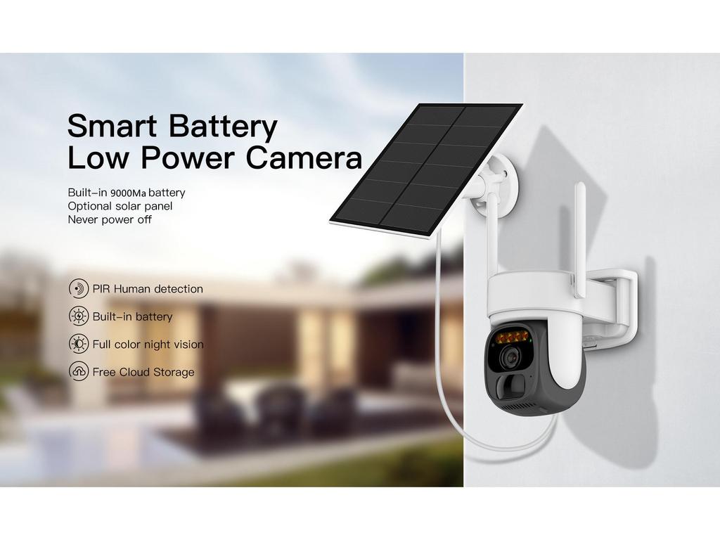 O-KAM 2K Уличная камера на солнечных батареях: Водонепроницаемый, WiFi/4G, Ночное видение, Полноцветный, Вращение на 360°.