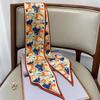 Fashion Silk Scarf for Women Narrow Long Wrist Small Ribbon Hair Band Scarves Foulard  Female Floral Print Kerchief