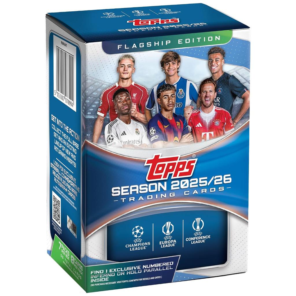 2025-26 Topps UEFA Клубные соревнования Футбол - Заводская запечатанная Value Box
