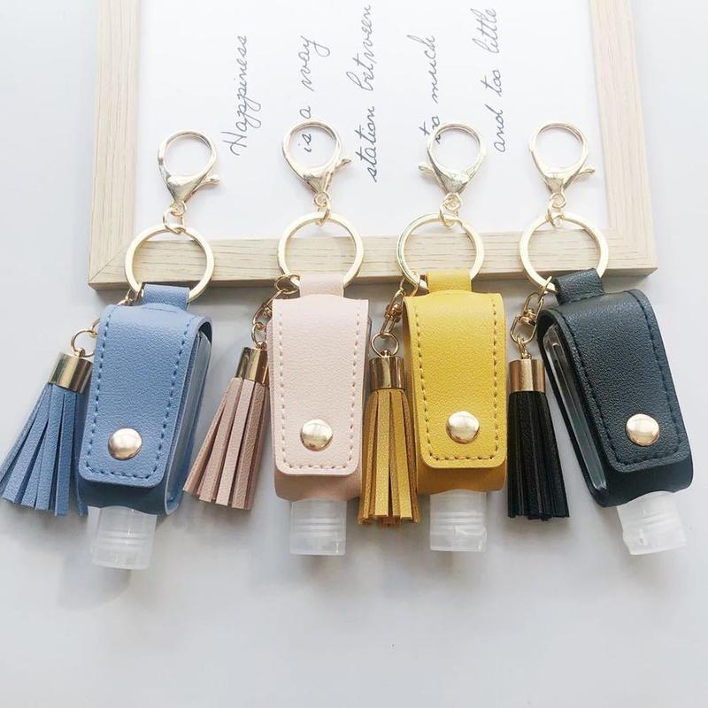 30ml Hydroalcoholic Gel Keychain Hand Sanitizer Case Mini Hands Portable Hydroalcoholic Gel Bottle Leather Case Health Keychain