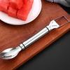 1/2Pcs Watermelon Fork Slicer Stainless Steel 2 In 1 Cutter Round Fork Head Portable Kitchen Fruit Cutting Fork for Watermelon Chunks Cake Bread Pizza