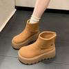 Женские мягкие эластичные утолщенные подошвы увеличивающие рост зимние меховые теплые холодные утепленные снегоходы нескользящие износостойкие повседневные спортивные короткие хлопковые ботинки