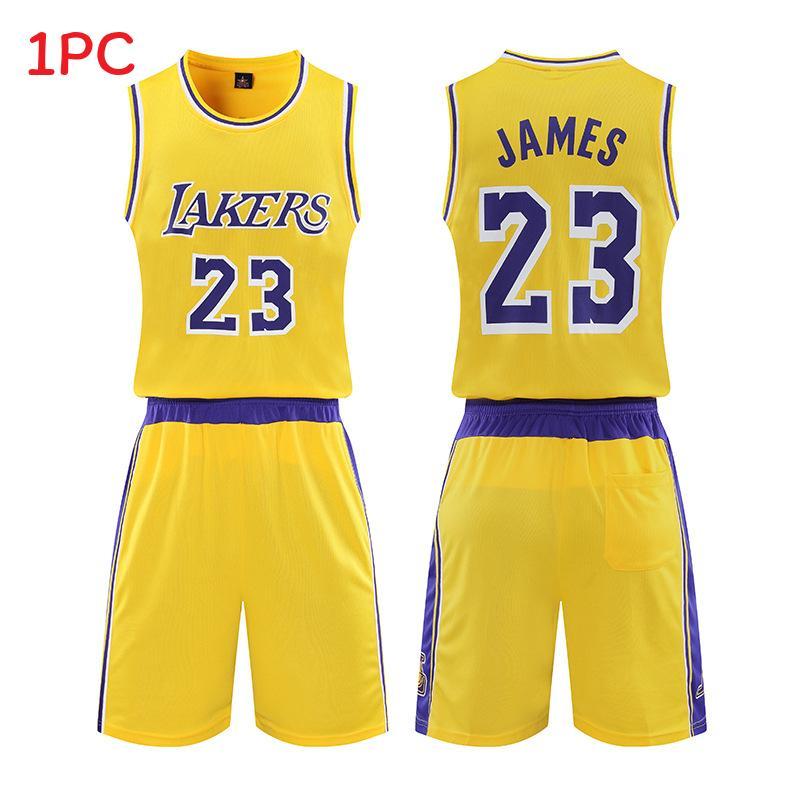 Баскетбольный комплект формы Lakers Леброна Джеймса из ткани с быстрой сушкой для детей и взрослых