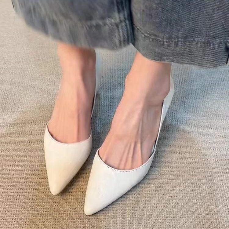 Hollow Shallow Single Shoes New Retro French Temperament Shoes Pointed Versatile High Heels Women