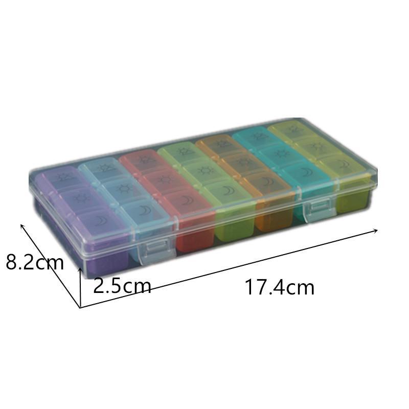 Портативный радужный еженедельный органайзер для лекарств с 21 отделением и прозрачной крышкой