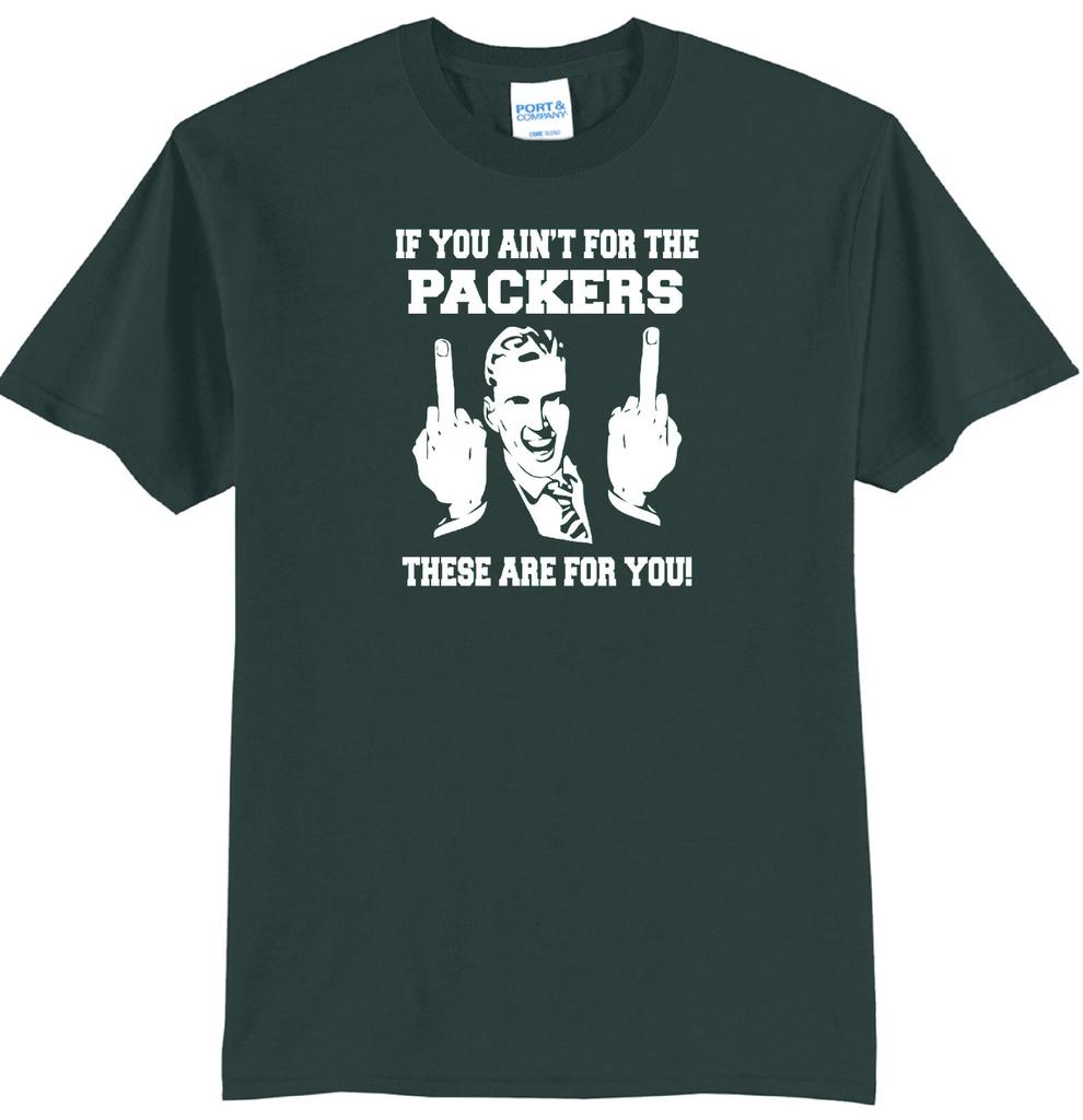 PACKERS FLIP THE BIRD HARDCORE FOOTBALL FAN MIDDLE FINGER GREEN T-shirt Tops Tees Unisex JERSEY