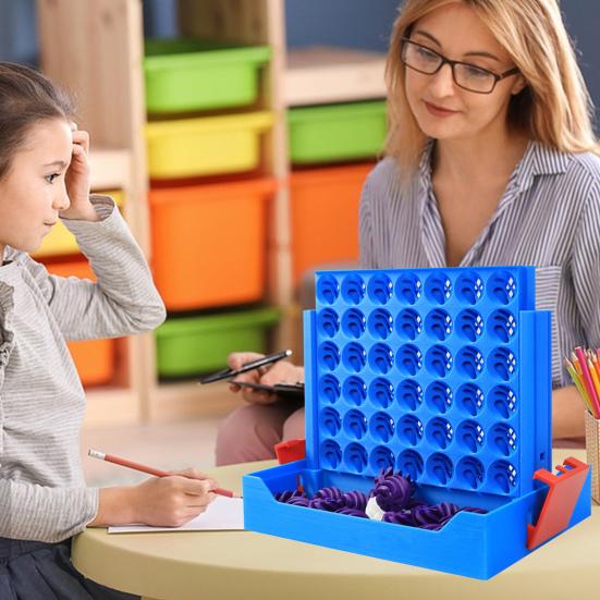 4-In-A-Row Board Game with 3D Printed Spiral Chess Connecting Four Strategy Game Parent-child Interactive Educational Chessboard Toy Toddlers
