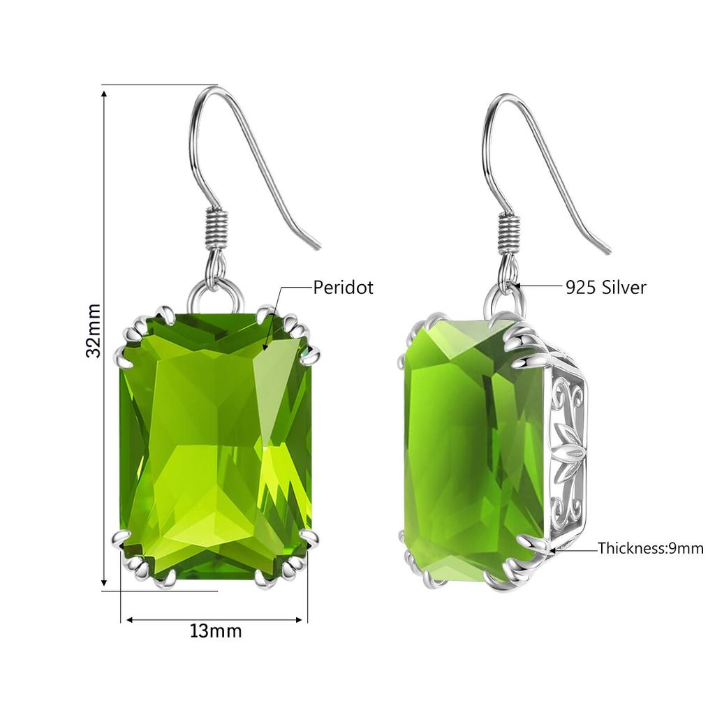 High Quality Woman Jewelry Silver 925 Earrings For Women Elegant Peridot Drop Earrings Anniversary Party Gift Female
