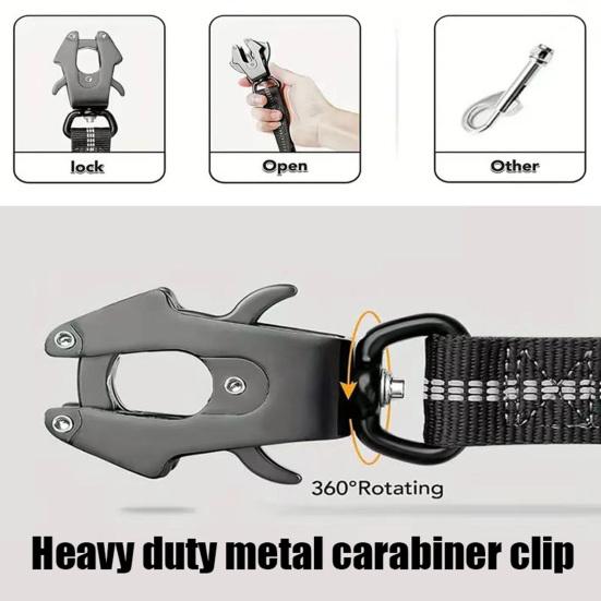 Сверхпрочный тактический поводок-банджи для собак, светоотражающий поводок без тяги, с двойной ручкой и зажимом-лягушкой, нейлоновый поводок для дрессировки собак средних и больших размеров