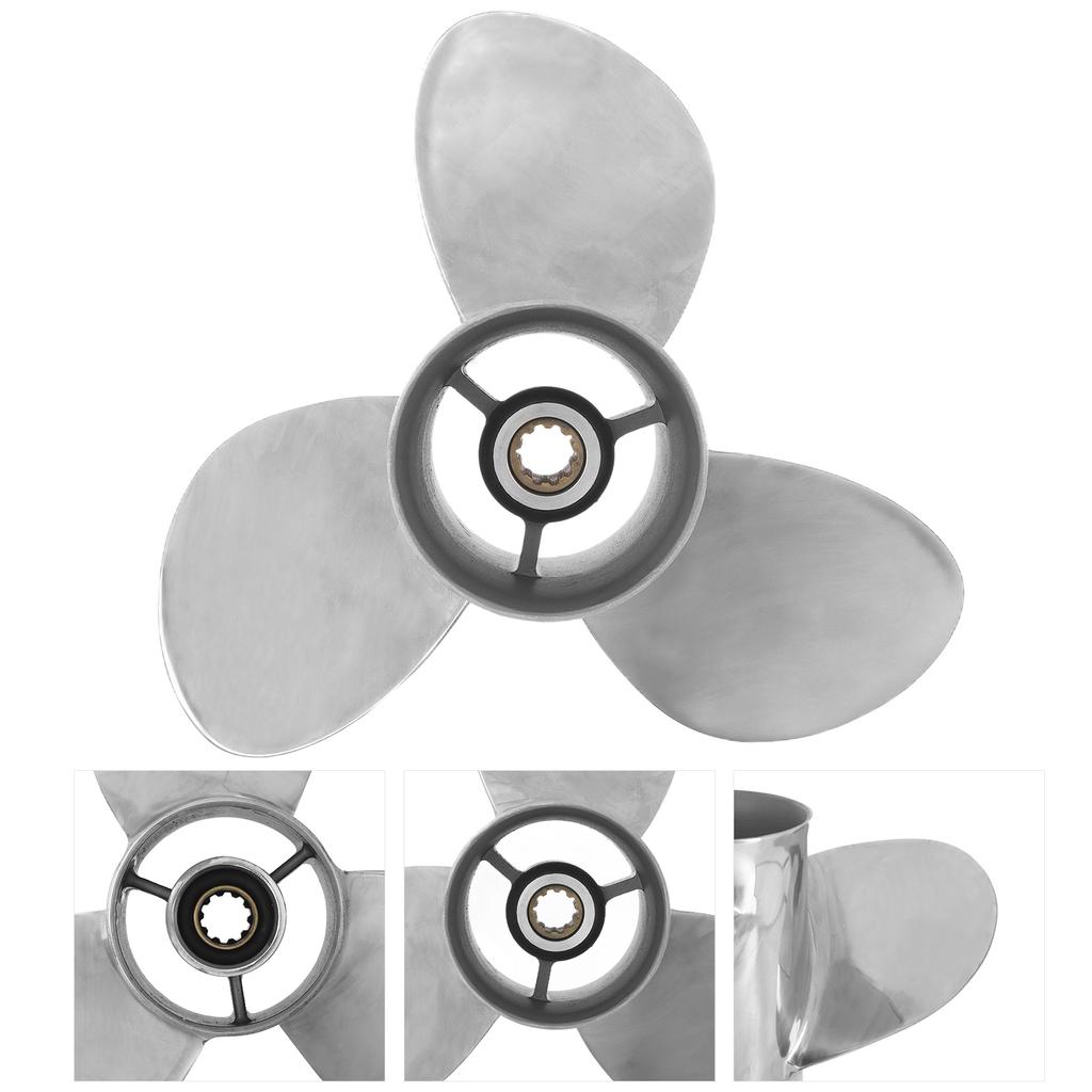 10 1 4x12in Boat Outboard Propeller 3 Blades 10T RH Stainless Steel Replacement for Suzuki Engines 20‑30HP