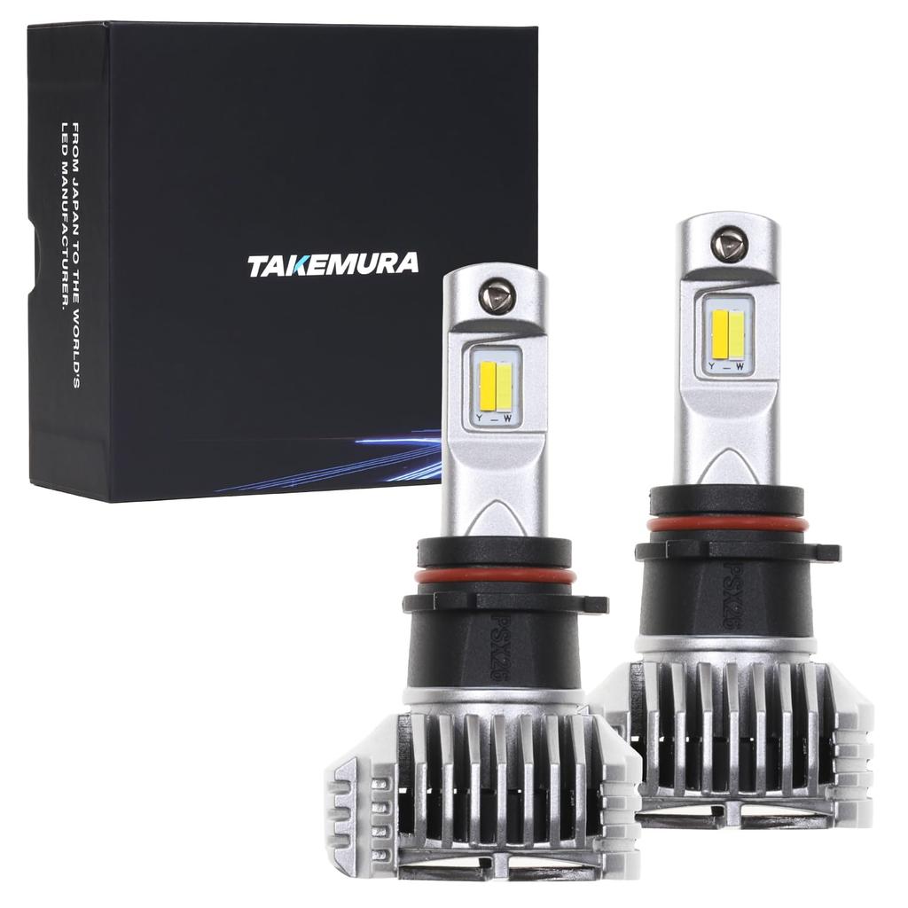 PSX26W LED Fog Lights for Toyota Vehicle Inspection Left and Right Set Takenous_Plus Hiace, Two-Color Switching, Yellow/White, 6,500lm, Compliant,