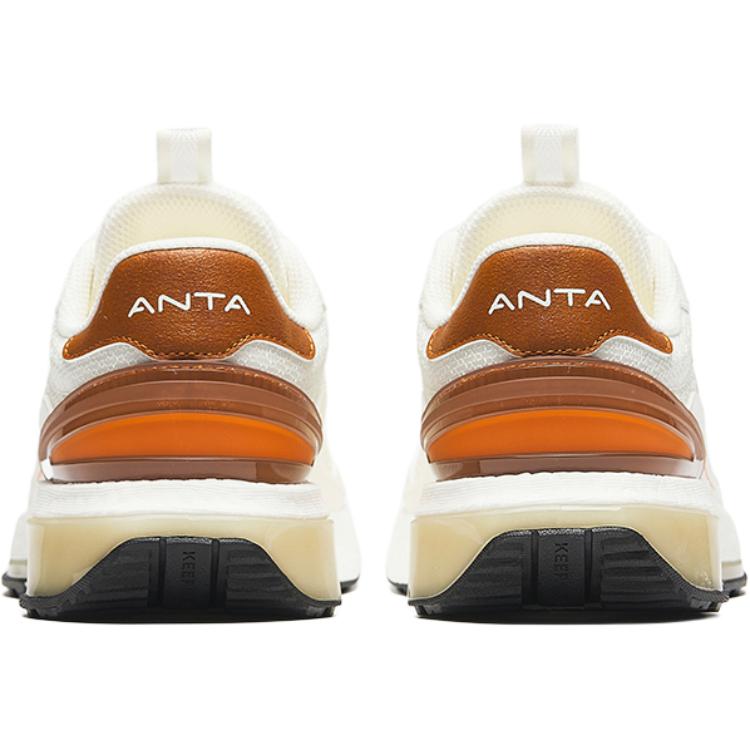 Anta Kids Mesh Fashion Comfortable Lightweight Shock Absorption Low Top Casual Shoes Men Casual Shoes White Beige Orange A12438875-1