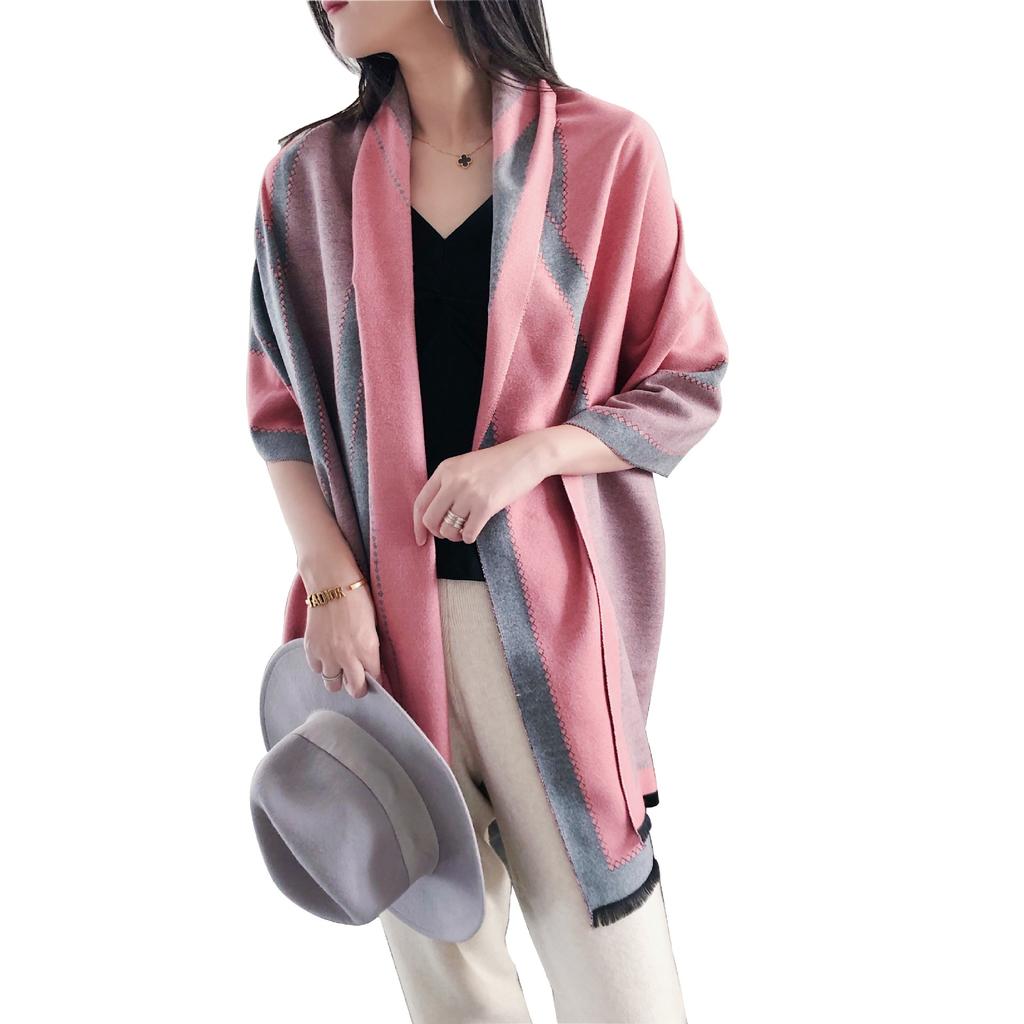 Strips Printed Scarf Spring Autumn and Winter Cashmere Thick Scarf Air Conditioning Room Shawl for Women Fashion Embroidered Warm Scarf