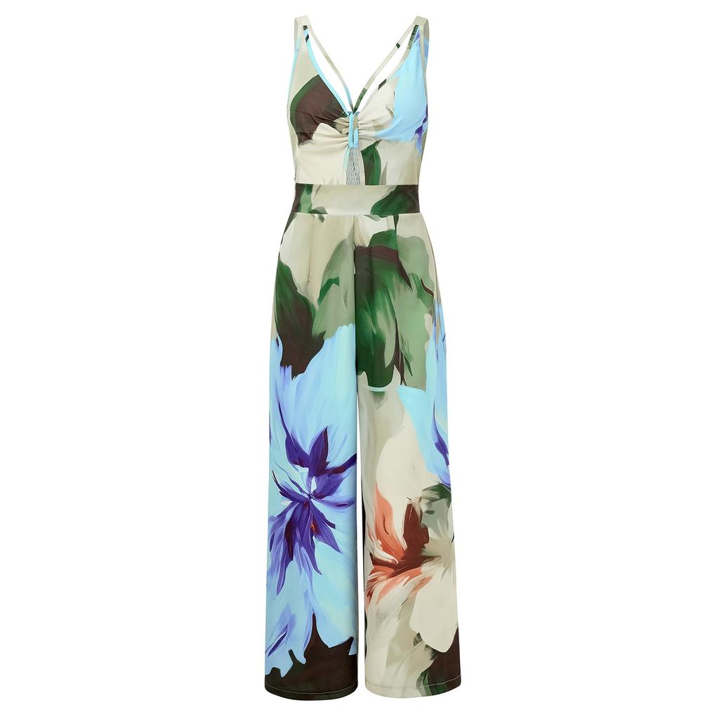 Женский повседневный модный сексуальный удобный крутой дышащий пояс с ботаническим цветочным принтом, свободный комбинезон