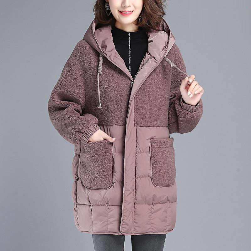 Cotton Clothing Women's Mid-length Cotton New Thickened Cotton Clothing Korean Style Loose Large Size Mother's Imitation Lamb Wool Coat