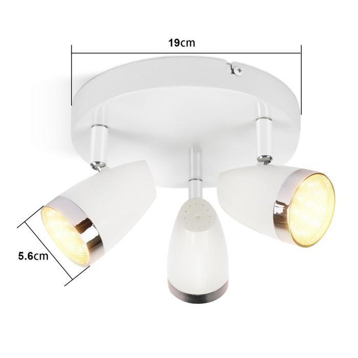 Spot de plafond - NETTLIFE - 3 ampoules 12W - Orientable 350° - LED intégrée - Blanc