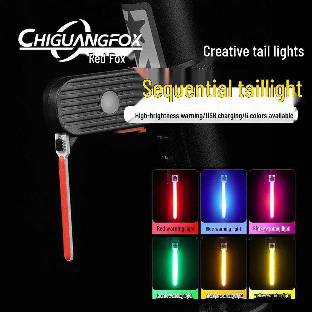 Светодиодный задний фонарь с USB-зарядкой для ночной езды на велосипеде - Крепление на ремешке и динамическая навигация