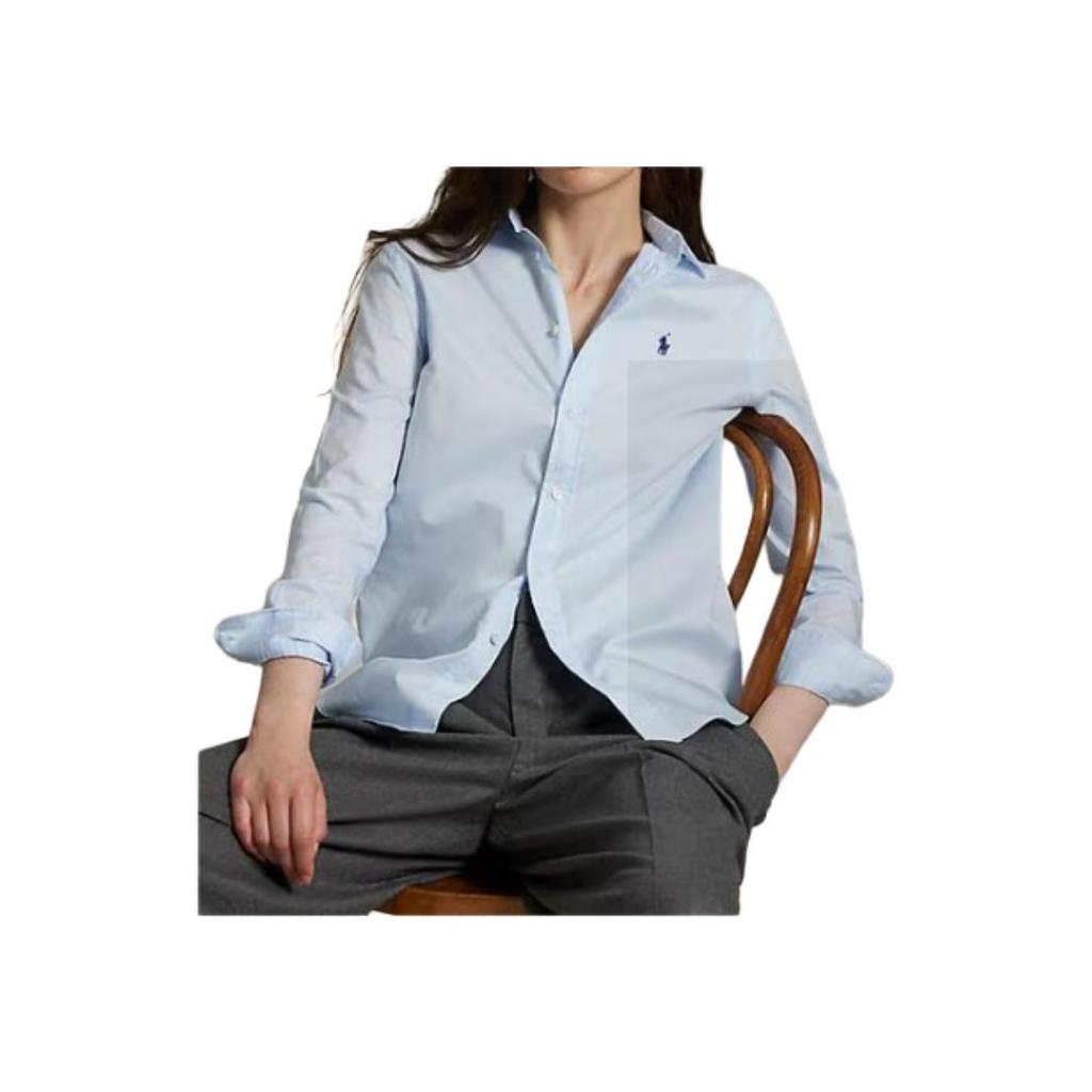 Polo Ralph Lauren Long Sleeve Shirt With Logo Women Shirts Blue WMPOSHTNDO20936-400