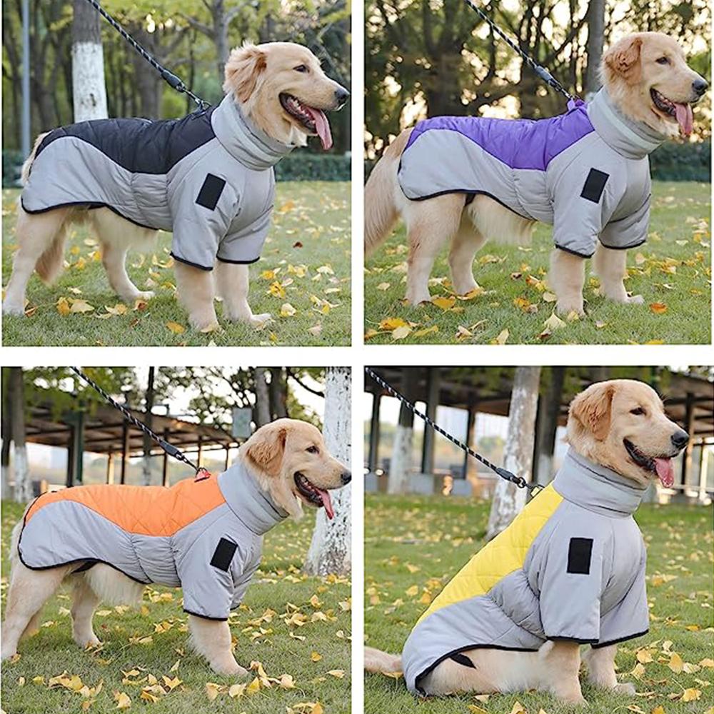 Зимняя куртка для собак, светоотражающий жилет с высоким воротником, теплая одежда для больших собак, водонепроницаемая ветрозащитная куртка для собак в холодную погоду для средних и больших собак