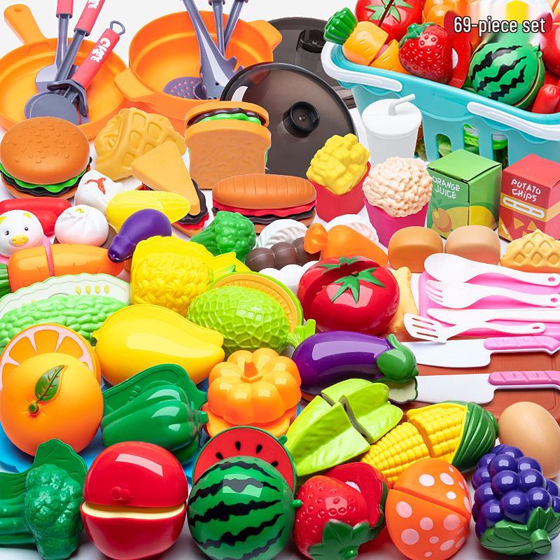 Fun Pretend Play Cut Toy Set - Kids Kitchen Vegetables & Fruits