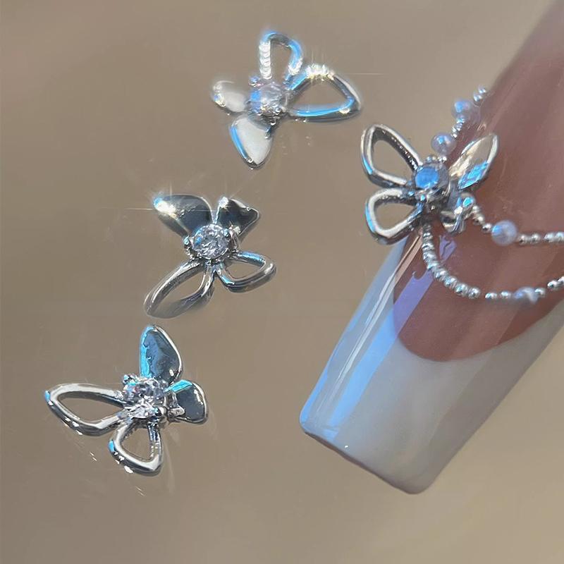 2Pcs 3D Butterfly Nail Accessories Zircon Sparkling Diamond Mini Embellishment Nail Decoration Nail Butterfly Drill