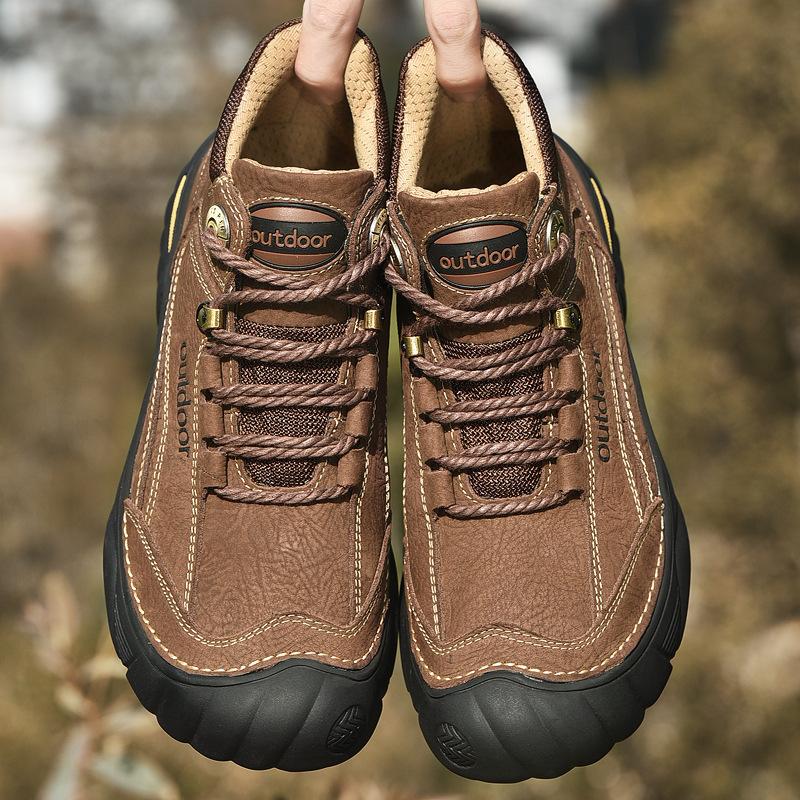 Зимние бархатные теплые высокие хлопковые ботинки большого размера для походов на открытом воздухе мужские повседневные кожаные ботинки на шнуровке на платформе