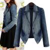 Women Pocket Button Denim Jacket Patchwork Turn-Down Collar Femme Jeans Coat Autumn Fashion Outwear