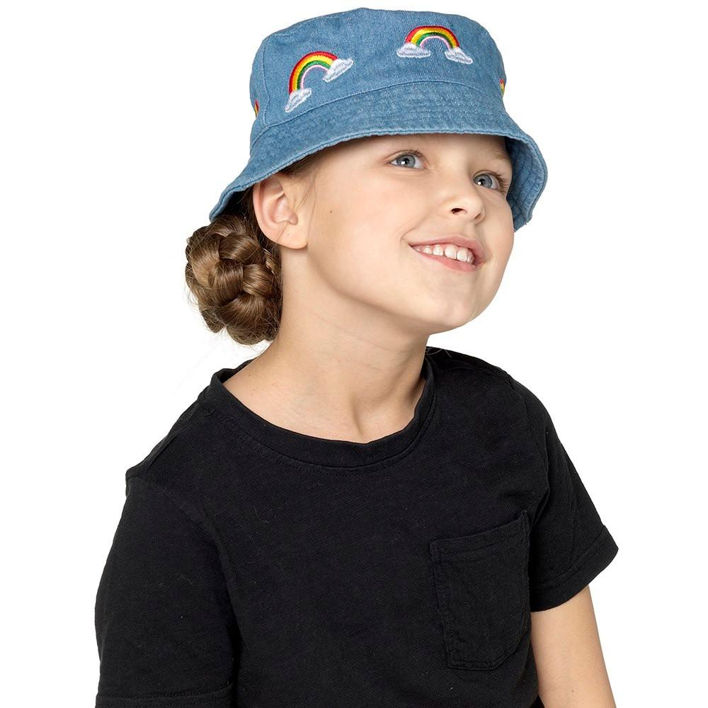 Tom Franks Kids Denim Bucket Hat With Embroidery