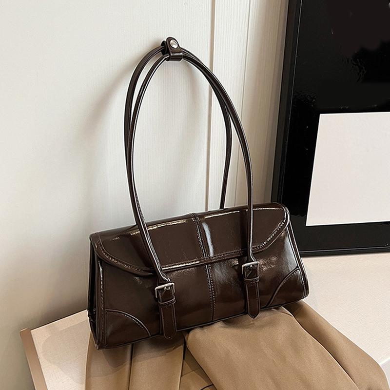 Высококачественная сумка для подмышек из кожи цвета бордо с масляным воском, элегантная женская сумка через плечо с магнитной пряжкой, универсальная женская сумка-тоут