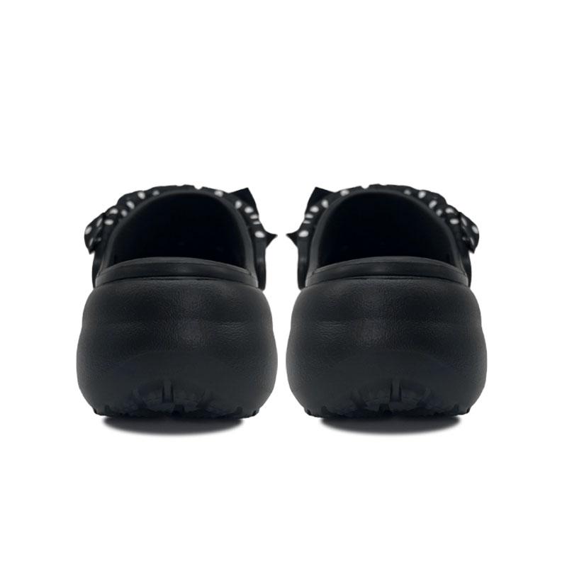 Crocs Классические сабо на платформе в горошек с бабочкой, из ЭВА, девчачий стиль, крутые и легкие, простые и универсальные, туфли с отверстиями, женские, черные