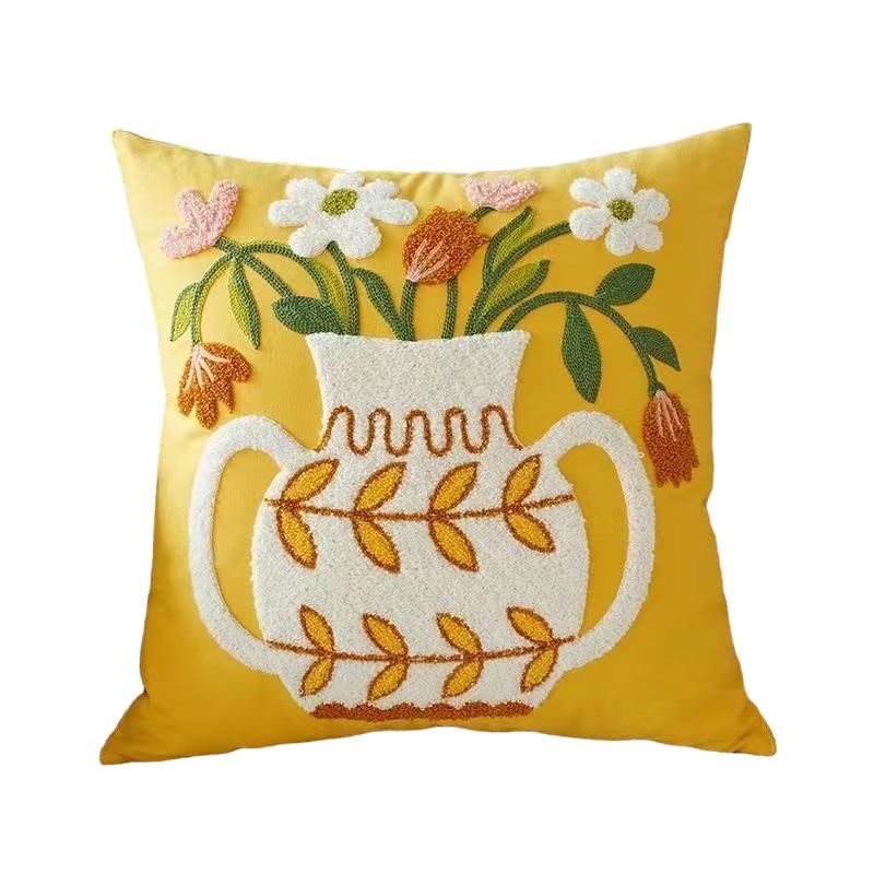 Pillowcase 45x45 Jug with Flowers Bouquet Decorative