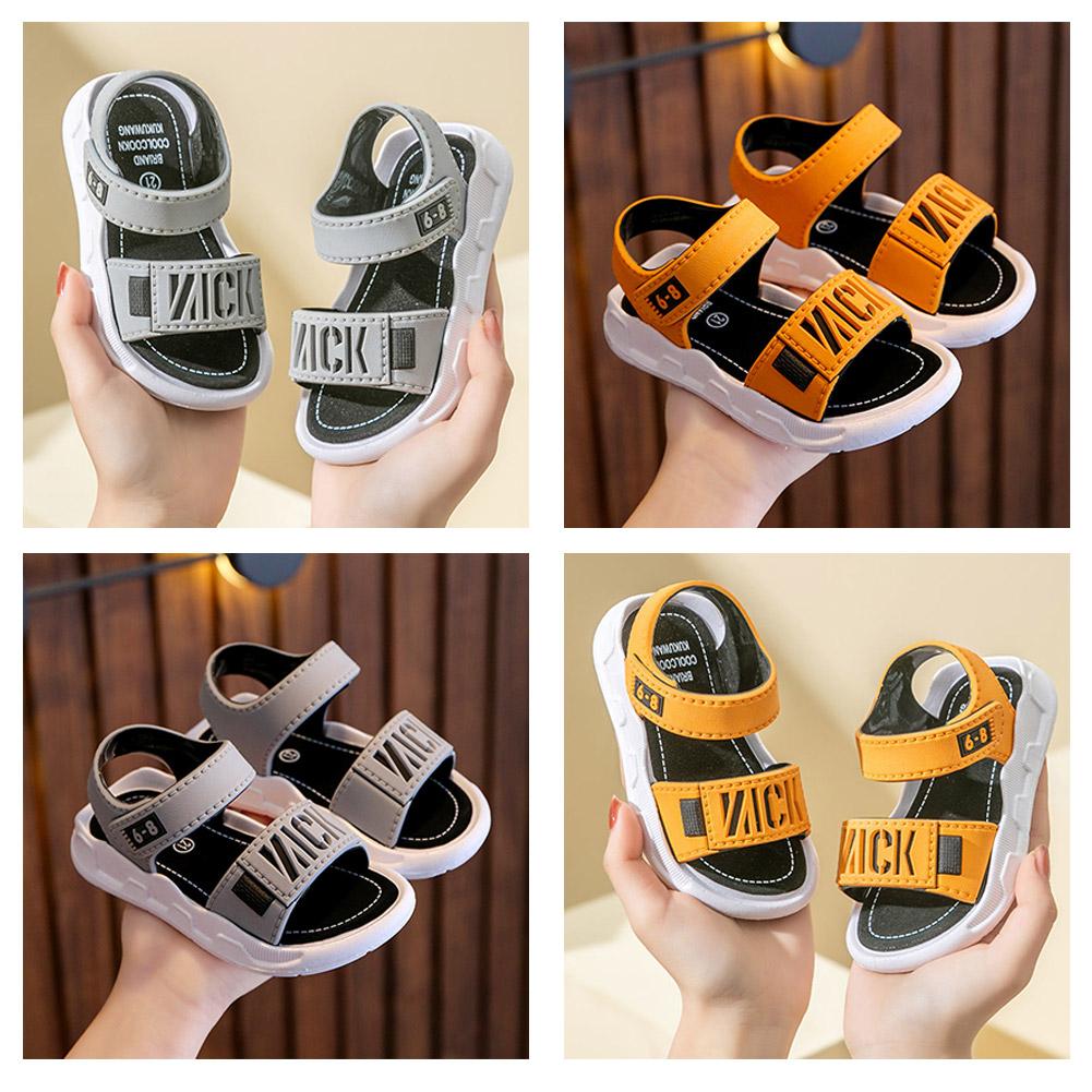 Boys Sliders Shoes Comfortable New Fashionable Soft Soled Outdoor Big Open Beach Sandals Shoe K F3C0