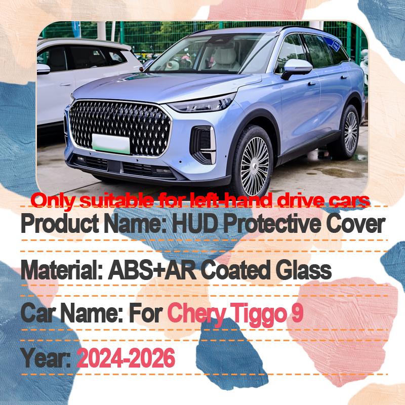 Автомобильный HUD-дисплей для Chery Tiggo 9 Аксессуары 8 L Fulwin T9 2024~2026 Автомобильный HUD-дисплей на лобовое стекло Защитная крышка Неотражающий HUD