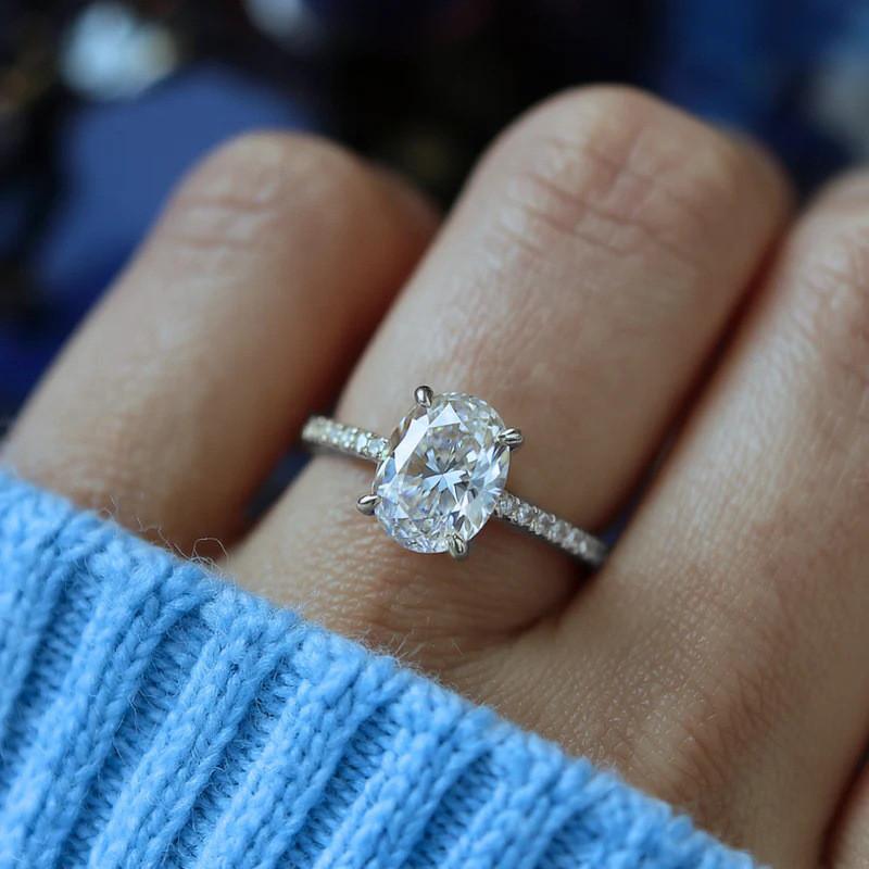925 Sterling Silve Zircon Gorgeous Shiny Oval Stone Rings for Women Gift Engagement Wedding Luxury High Quality Fine Jewelry