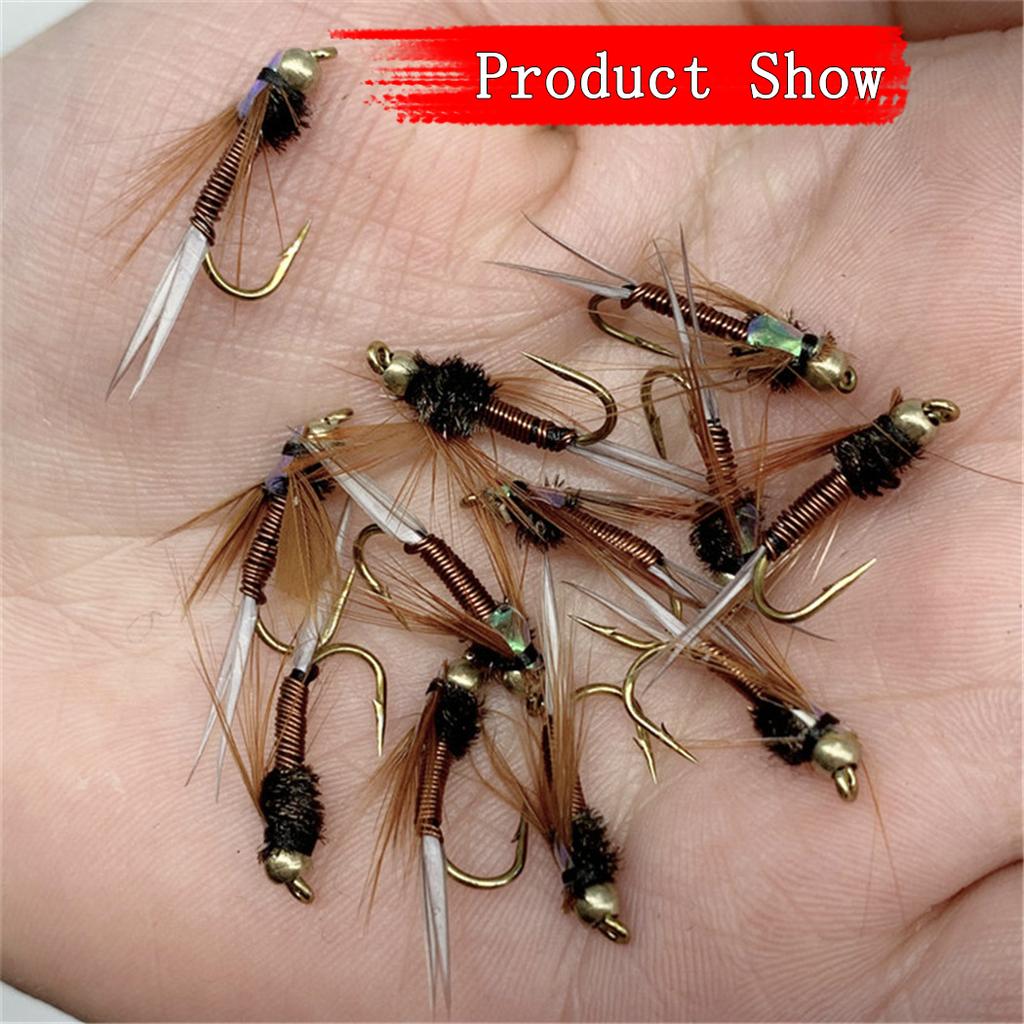 6/10Pcs/Box 2 Mixed Styles Bead Head Fast Sinking Nymph Lure, Humpy Fly&Brasshead Prince Nymph Fishing For Trout Artificial Insect Bait Lure