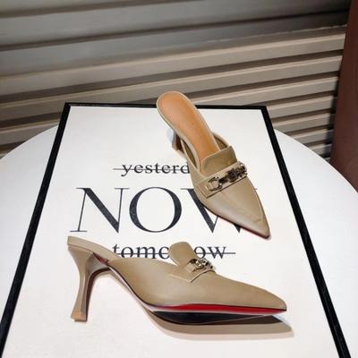 Модные уличные тапочки на высоком каблуке, женская обувь, летние тенденции 2024 года, модные сандалии с металлическими цепочками и шипами, черные офисные мюли на шпильках 42