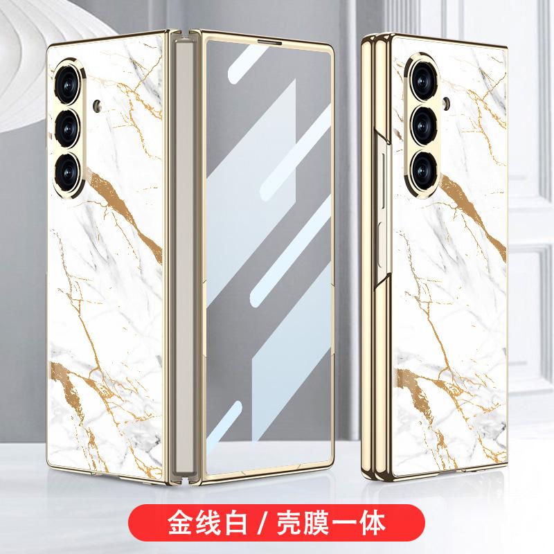 Роскошный гальванизированный чехол из окрашенного стекла для Samsung Galaxy Z Fold 7 6, защитная крышка из стекла для заднего экрана для Galaxy Z Fold7