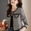 Autumn New Xiaoxiangfeng Short Coat Women's Fashion Versatile and Thin Thousand Bird Grid Top