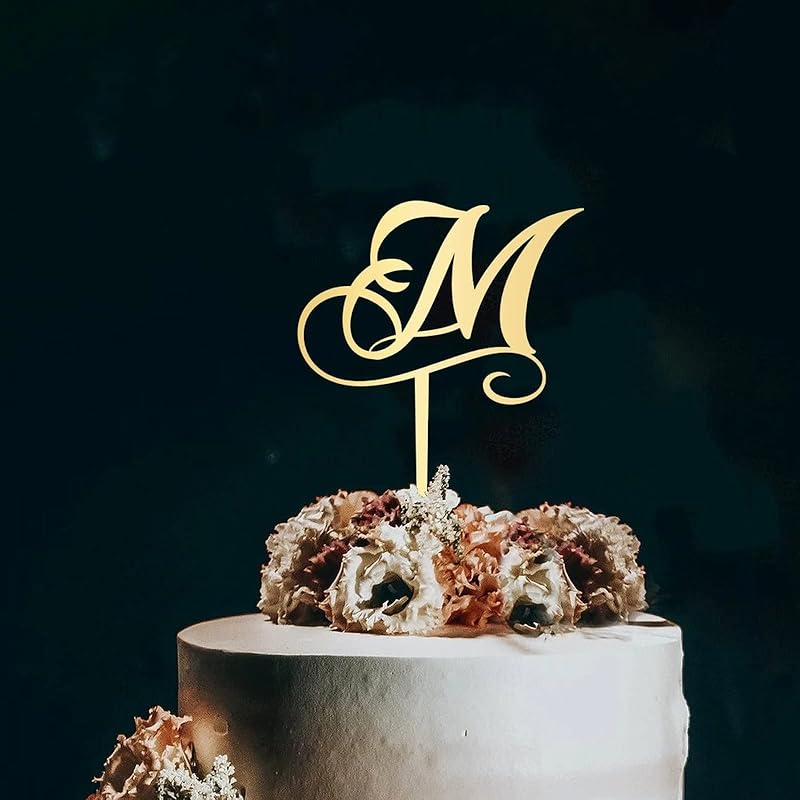 Топпер для торта с первой буквой K, монограмма, акриловый топпер для кексов, забавные аксессуары для торта для украшения свадебной годовщины, дня рождения, вечеринки, зеркальное золото