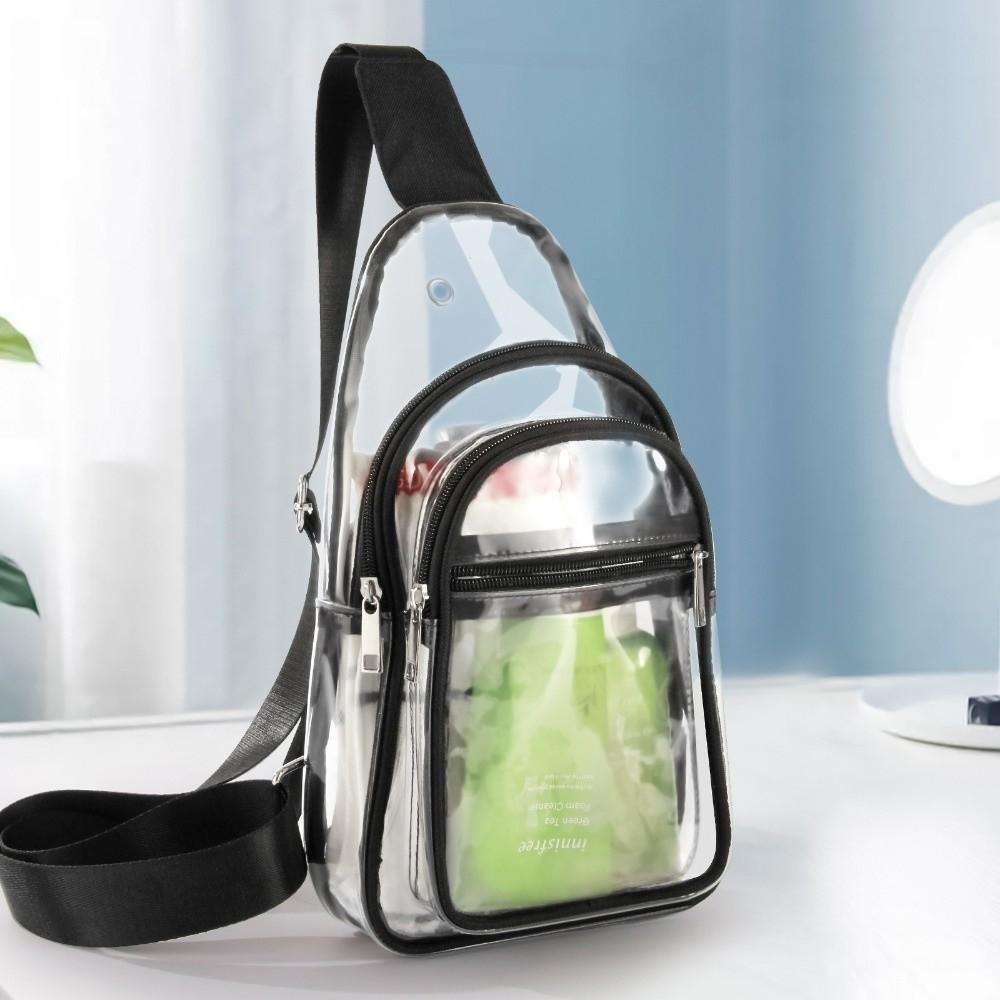 Waterproof PVC Sports Chest Bag Large Capacity Adjustable Transparent Crossbody Bag Lightweight Design Transparent Material