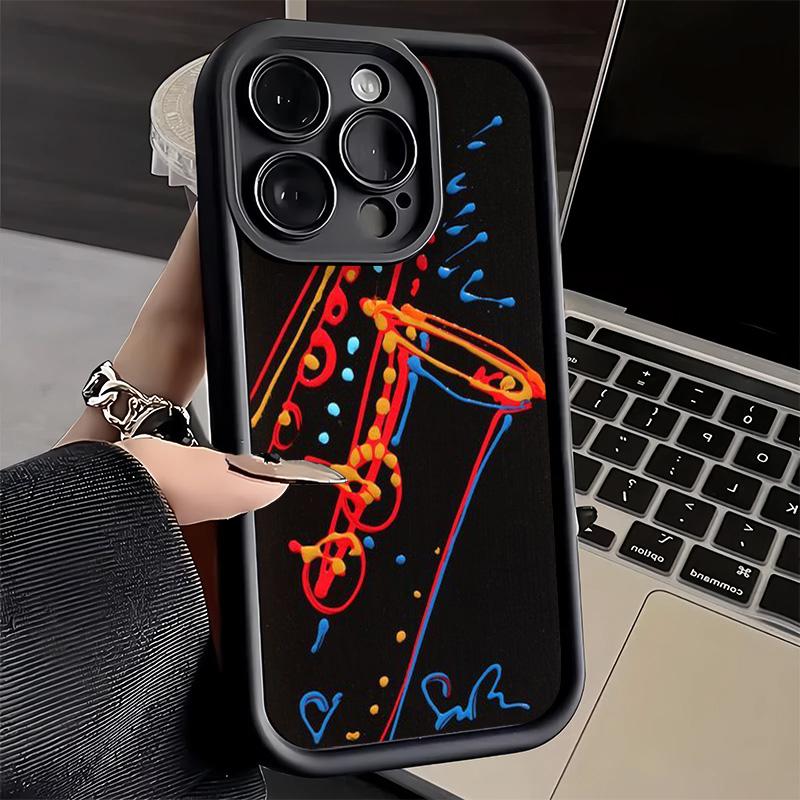 Чехол для телефона iPhone 17 Air 16E 15 16 Pro Max Саксофон Музыкальный инструмент Обложка 14 Plus 13 12 Mini Мягкий силиконовый Fundas