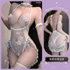 Sex lingerie sexy big tits open crotch temptation embroidered flower wedding onesie set hip bathing suit