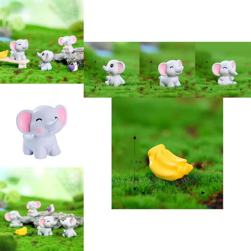 Adorable Resin Elephant Figurine Cute Desk Ornament For Fairy Garden Decoration