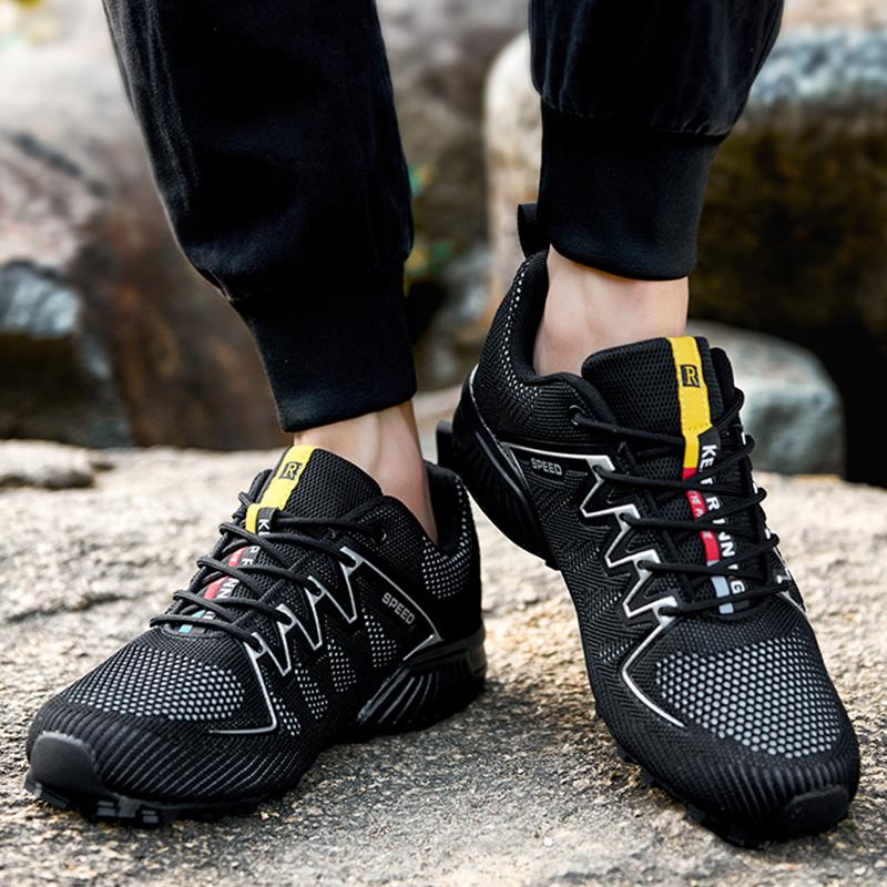 Summer Men Hiking Shoes Soft Male Sports Shoes Outdoor Anti-Slip Men'S Walking Shoes Lightweight Sneakers Lace-Up