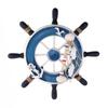 Wooden 23cm Beach Boat Ship Steering Wheel Fishing Net Home Wall Decoration (Blue)