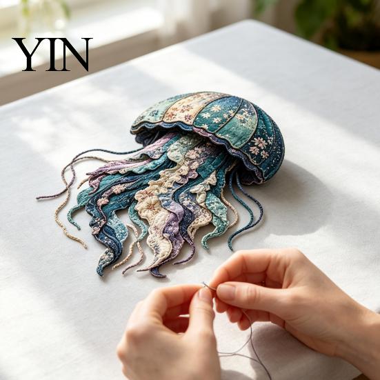 Family Craft Night Activities Ocean Animal Patchwork Kit, DIY Fabric Sewing Handmade Gift Crafting Materials Sea Turtle Octopus Kit for Adults,