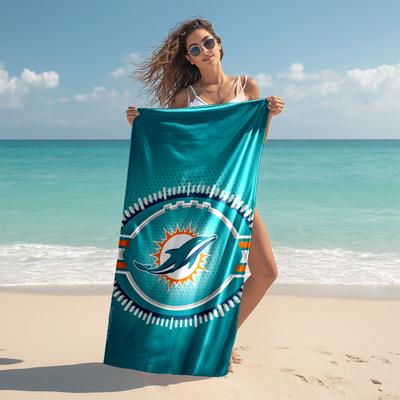 Proof Beach Towel with Miami Dolphins Logo Pattern - Soft,absorbent,quick-drying,machine Washable - Perfect for Swimming,camping,bathing