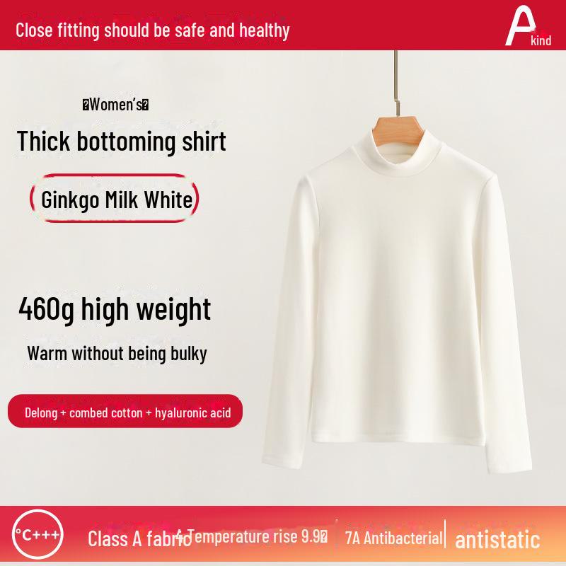 Женская терморубашка из утолщенного бархата с полувысоким воротником на осень