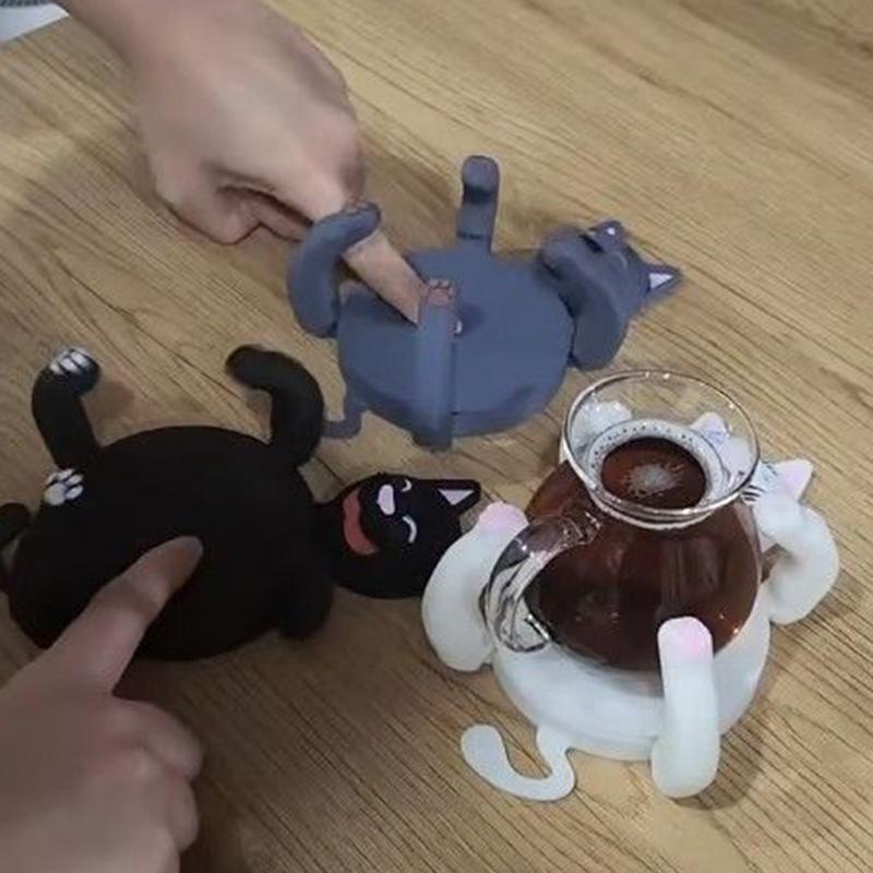 Креативный 3D-принт Забавные подставки для кошек Изолированная подставка Орнамент Снятие стресса Украшение для кружки Сувениры для вечеринок Подарки на день рождения